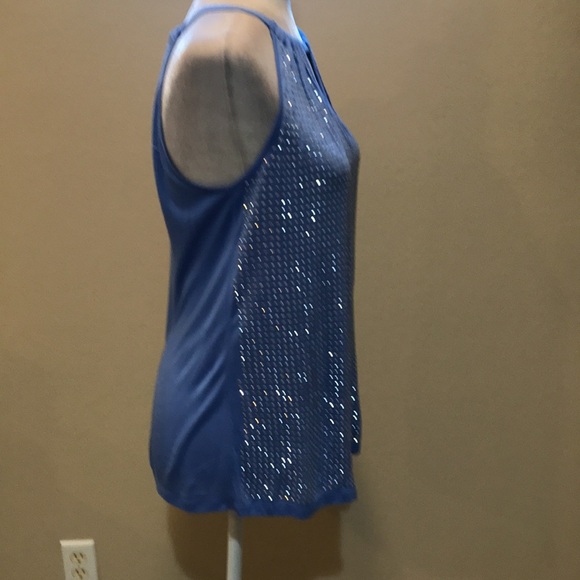 NWT Inc International Concepts Blue Top Shiny Grommets Front Halter Top—M - Picture 4 of 12